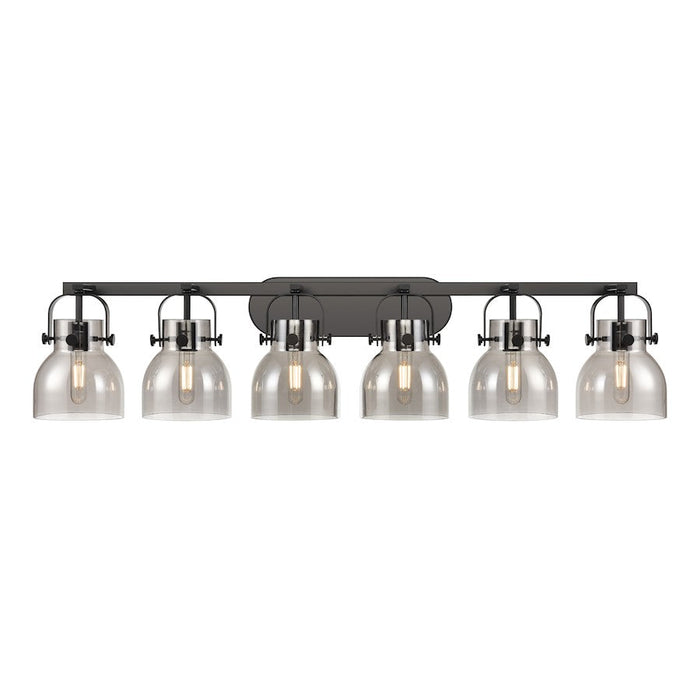 Innovations Lighting Pilaster II Bell 6-Lt 6" Bath, MB/PSG - 423-6W-BK-G412-6SM