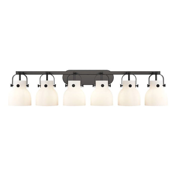 Innovations Lighting Pilaster II Bell 6-Lt 6" Bath, MB/MWG - 423-6W-BK-G412-6WH