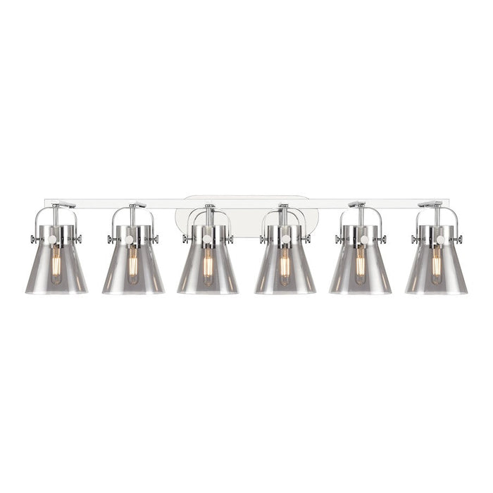 Innovations Lighting Pilaster II Cone 6-Lt 6" Bath, PC/PSG - 423-6W-PC-G411-6SM