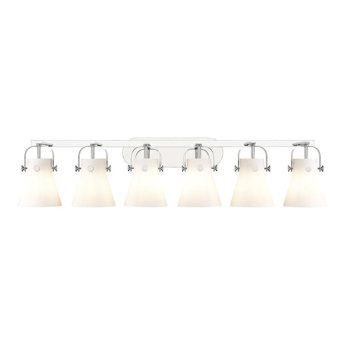 Innovations Lighting Pilaster II Cone 6-Lt 6" Bath, PC/MWG - 423-6W-PC-G411-6WH