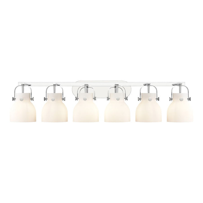 Innovations Lighting Pilaster II Bell 6-Lt 6" Bath, PC/MWG - 423-6W-PC-G412-6WH