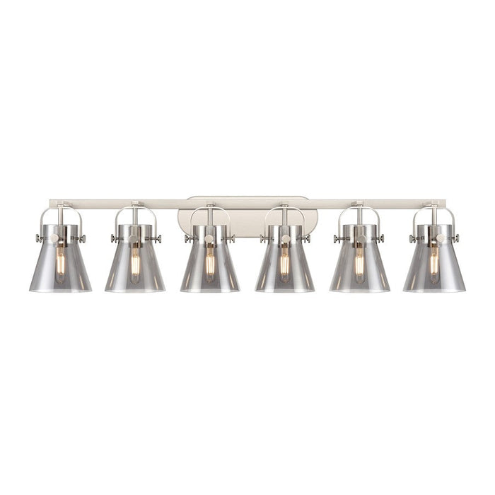 Innovations Lighting Pilaster II Cone 6-Lt 6" Bath, SN/PSG - 423-6W-SN-G411-6SM