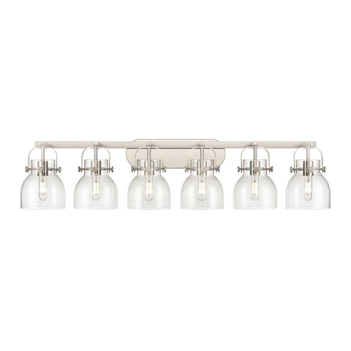 Innovations Lighting Pilaster II Bell 6-Lt 6" Bath, SN/CG - 423-6W-SN-G412-6CL