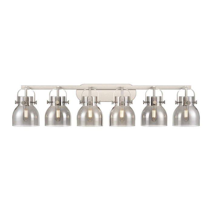 Innovations Lighting Pilaster II Bell 6-Lt 6" Bath, SN/PSG - 423-6W-SN-G412-6SM