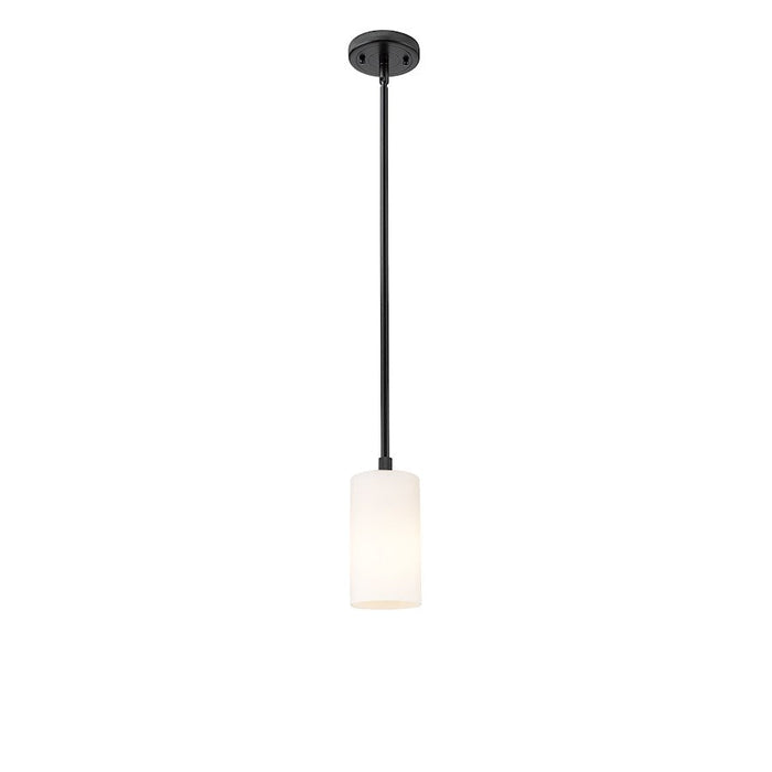 Innovations Crown Point 1-Lt 7" Stem Pendant, MB/MWG - 434-1S-BK-G434-7WH