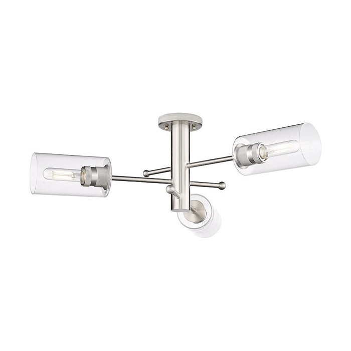 Innovations Lighting Crown Point 3-Lt 7" Flush, SN/CG - 434-3F-SN-G434-7CL