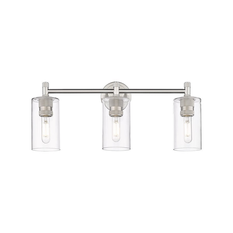 Innovations Lighting Crown Point 3-Lt 7" Bath, SN/CG - 434-3W-SN-G434-7CL