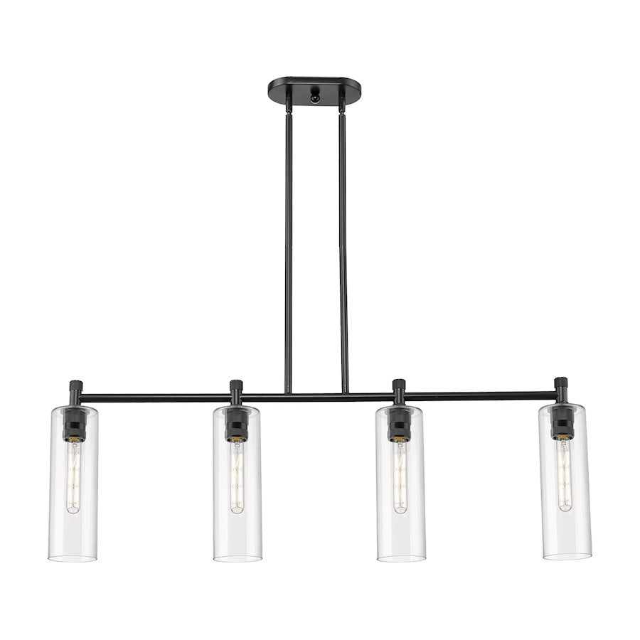 Innovations Crown Point 4-Lt 12" Stem Island Light, MB/CG - 434-4I-BK-G434-12CL