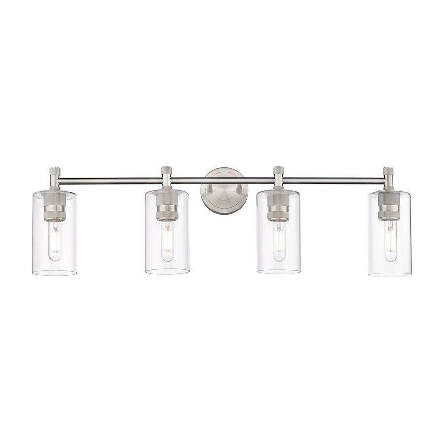 Innovations Lighting Crown Point 4-Lt 7" Bath, SN/CG - 434-4W-SN-G434-7CL