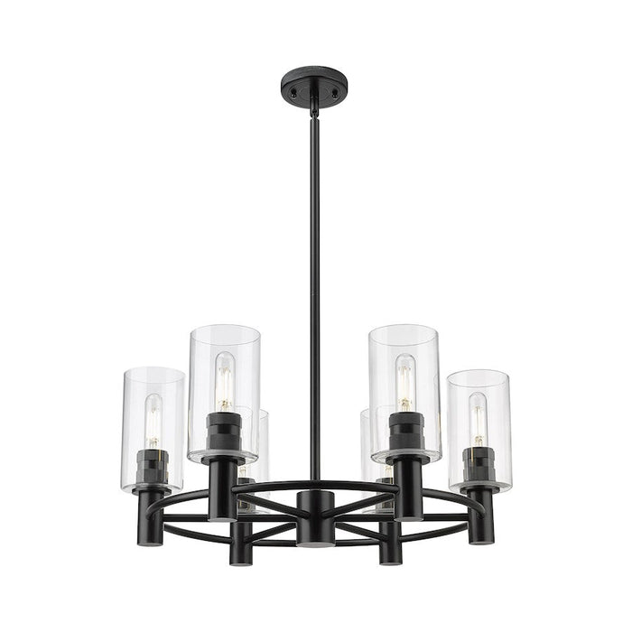 Innovations Crown Point 6-Lt 7" Stem Chandelier, MB/CG - 434-6CR-BK-G434-7CL