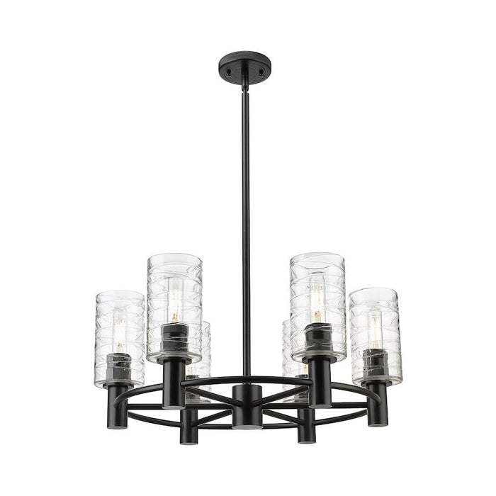 Innovations Crown Point 6-Lt 7" Stem Chandelier, MB/DSG - 434-6CR-BK-G434-7DE