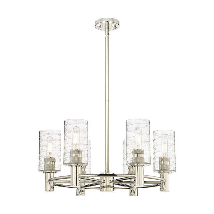 Innovations Crown Point 6-Lt 7" Stem Chandelier, PN/DSG - 434-6CR-PN-G434-7DE