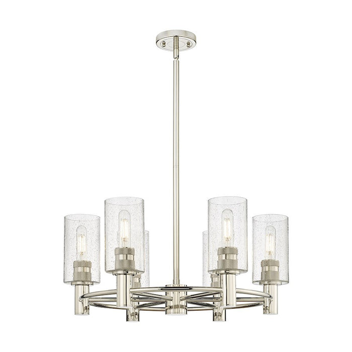 Innovations Crown Point 6-Lt 7" Stem Chandelier, PN/SG - 434-6CR-PN-G434-7SDY