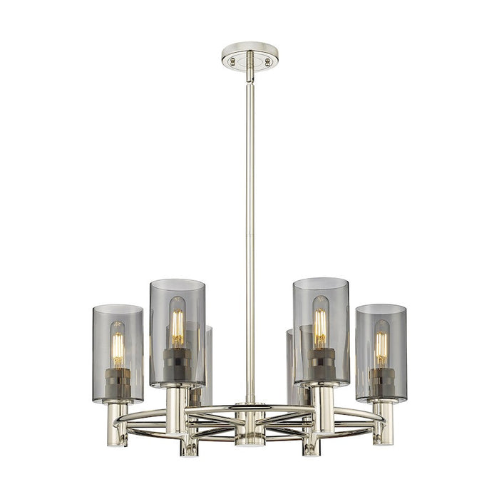 Innovations Crown Point 6-Lt 7" Stem Chandelier, PN/PSG - 434-6CR-PN-G434-7SM