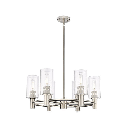 Innovations Crown Point 6-Lt 7" Stem Chandelier, SN/CG - 434-6CR-SN-G434-7CL