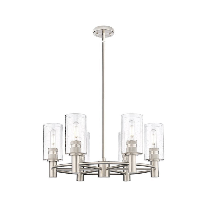 Innovations Crown Point 6-Lt 7" Stem Chandelier, SN/SG - 434-6CR-SN-G434-7SDY