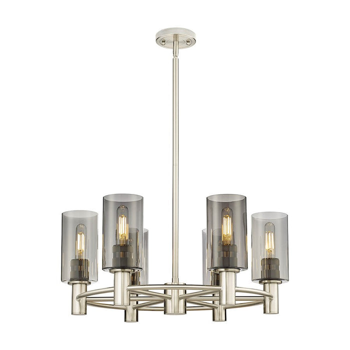 Innovations Crown Point 6-Lt 7" Stem Chandelier, SN/PSG - 434-6CR-SN-G434-7SM