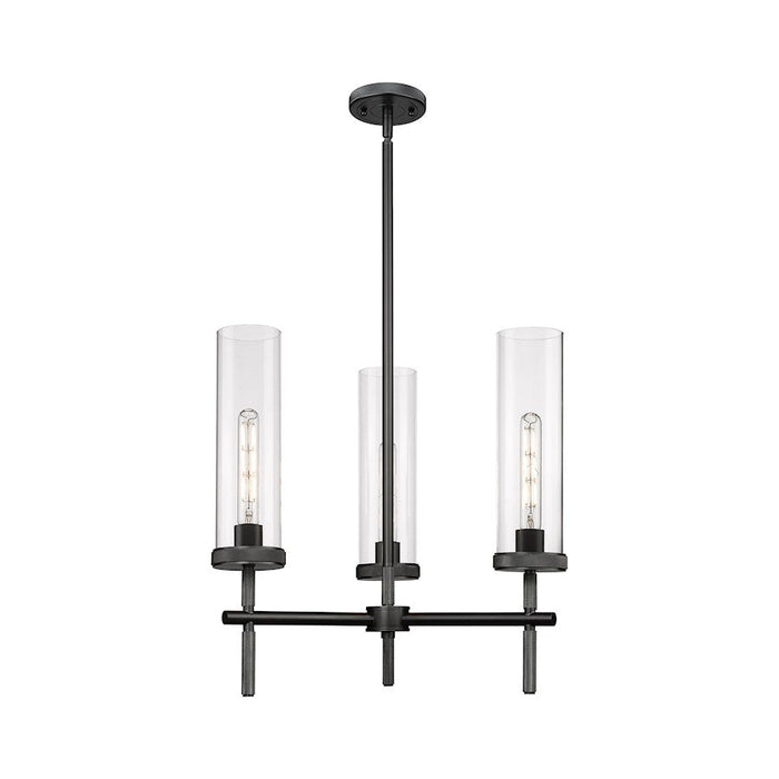 Innovations Lighting Lincoln 3-Lt 12" Stem Pendant, MB/CG - 471-3CR-BK-G471-12CL