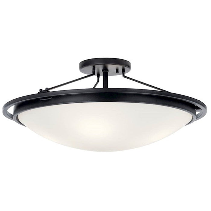 Kichler 4 Light Semi Flush Mount, Black/Frosted - 42025BK