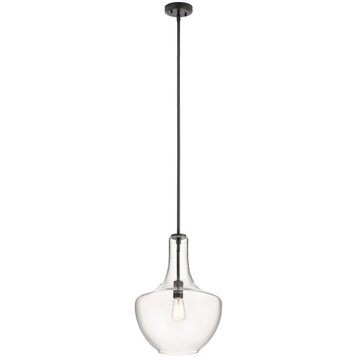 Kichler Everly 19.75" 1 Light Bell Pendant, Clear Glass Black - 42046BK