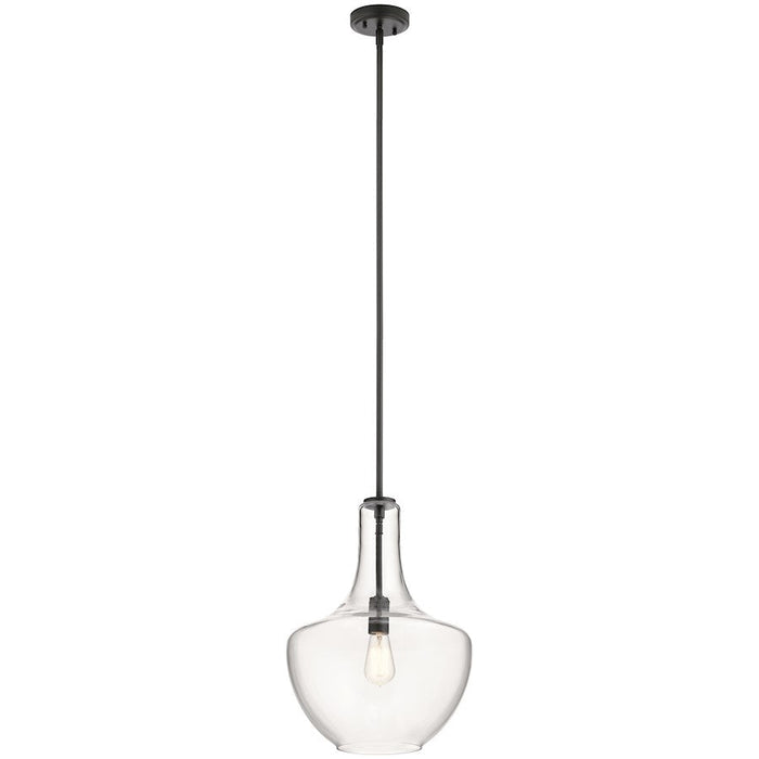 Kichler Everly 19.75" 1 Light Bell Pendant, Clear Glass Black - 42046BK