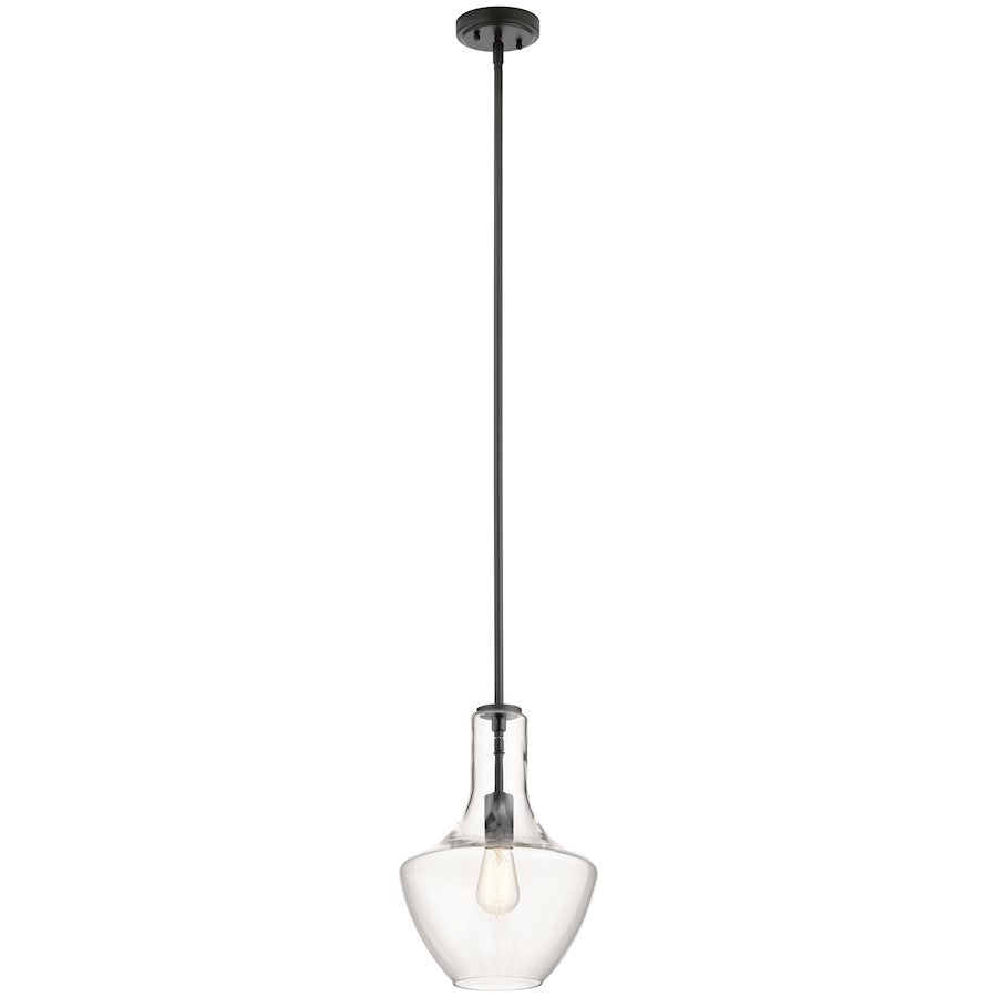 Kichler Everly 15.25" 1 Light Bell Pendant, Clear Glass Black - 42141BK