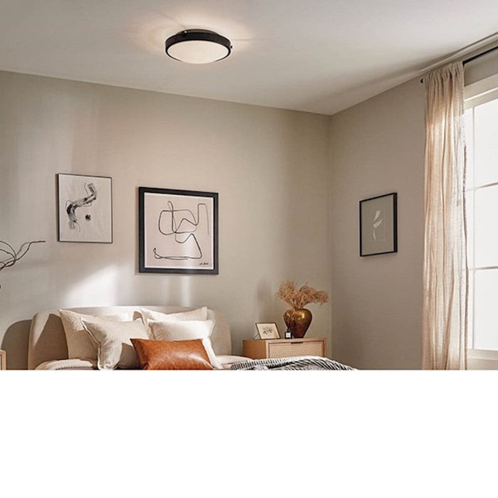 Kichler Lytham 4 Light Flush Mount, Black/Frosted