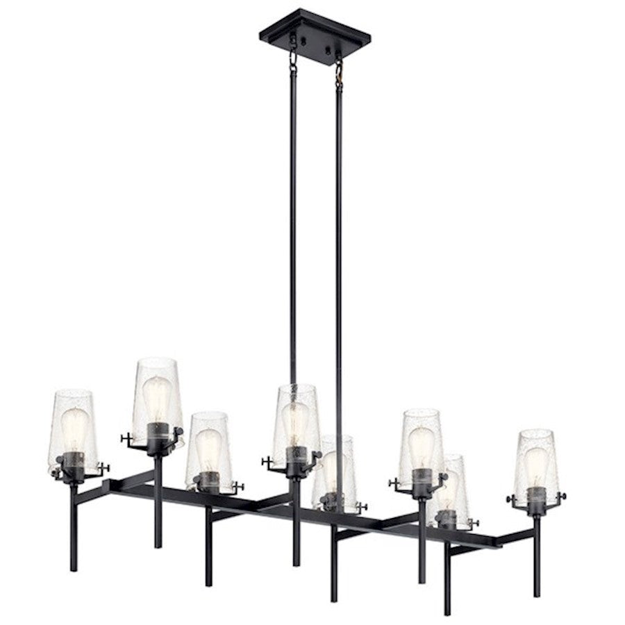 Kichler Alton 8 Light Linear Chandelier, Black/Clear Seeded - 43696BK