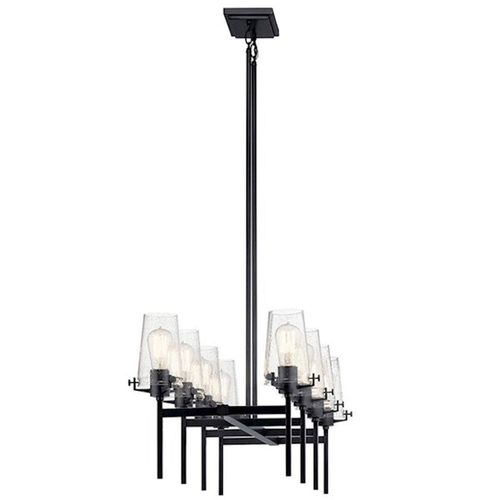 Kichler Alton 8 Light Linear Chandelier, Black/Clear Seeded