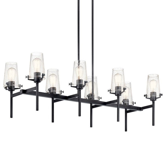 Kichler Alton 8 Light Linear Chandelier, Black/Clear Seeded