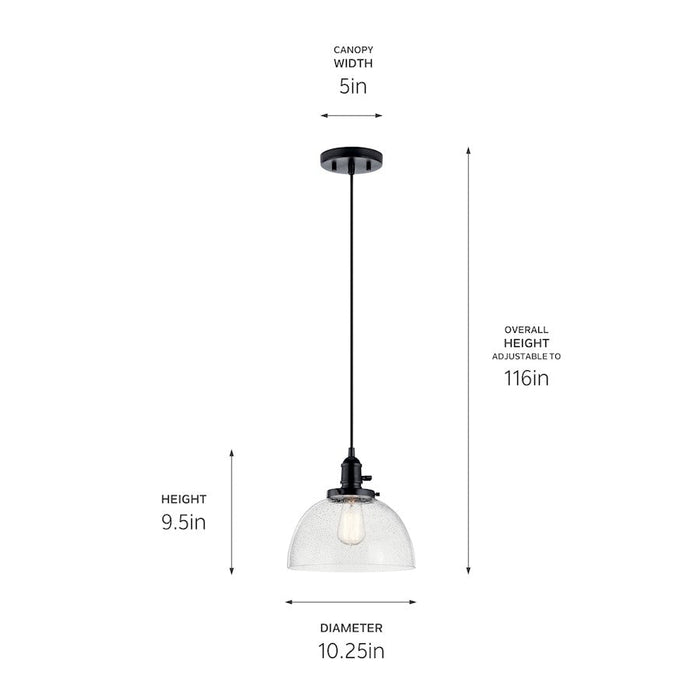 Kichler Avery 1 Light Mini Pendant, Black/Clear Seeded