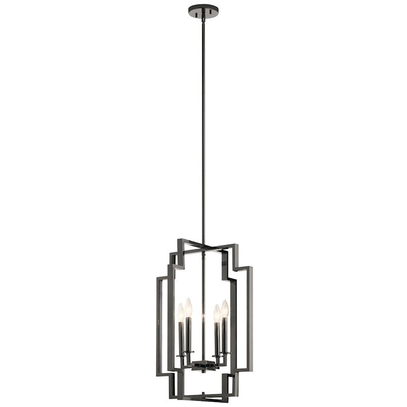 Kichler Downtown Deco Large 4 Light Foyer Pendant, Midnight Chrome - 43965MCH