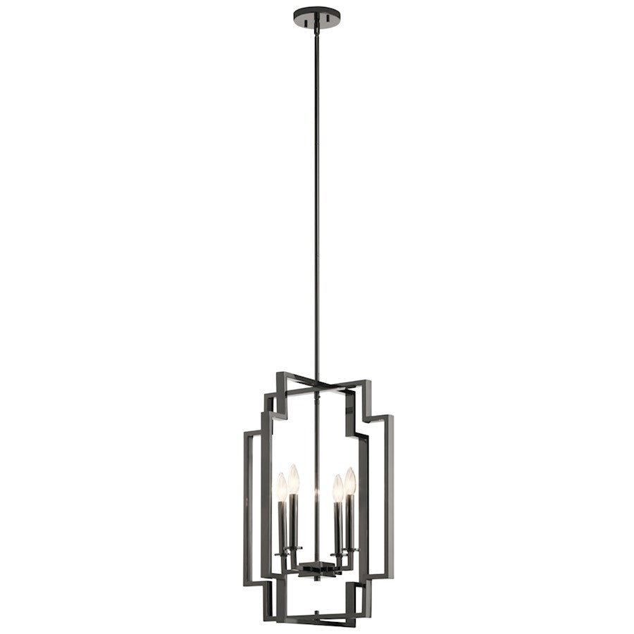 Kichler Downtown Deco Large 4 Light Foyer Pendant, Midnight Chrome - 43965MCH