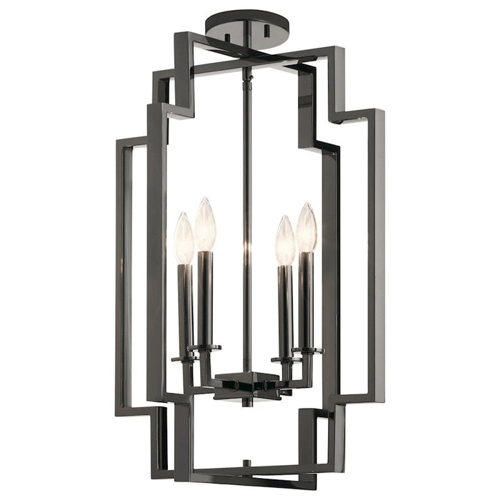 Kichler Downtown Deco Large 4 Light Foyer Pendant, Midnight Chrome