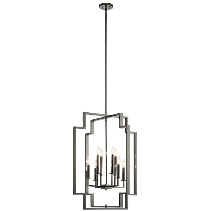 Kichler Downtown Deco 8 Light Foyer Chandelier, Midnight Chrome - 43966MCH