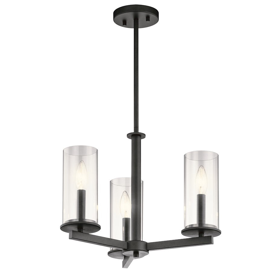 Kichler Crosby 3 Light Convertible Chandelier, Black - 43997BK