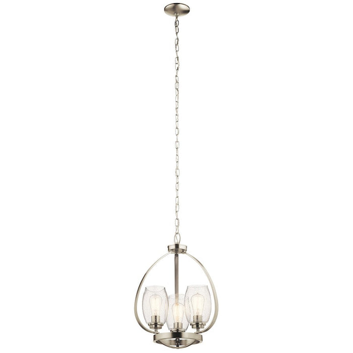 Kichler Tuscany 21" 3 Light Mini Chandelier, Seeded Glass, Nickel - 44059NI