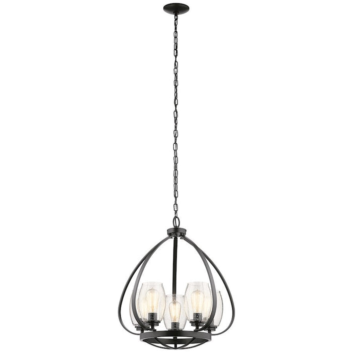 Kichler Tuscany 24" 5 Light Chandelier with Clear Seeded Glass, Black - 44060BK