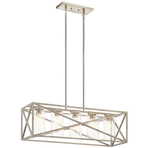 Kichler Moorgate 5 Light Linear Chandelier, Distressed Antique White - 44081DAW