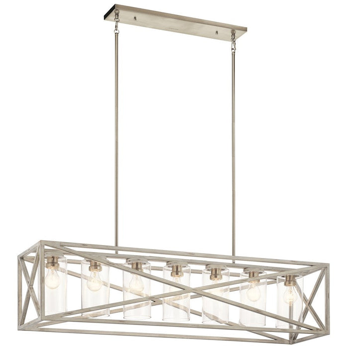 Kichler Moorgate 7 Light Linear Chandelier, Distressed Antique White - 44082DAW