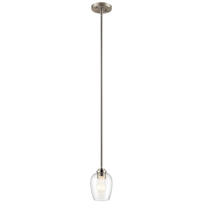 Kichler Valserrano 1 Light Mini Pendant, Brushed Nickel/Seeded - 44380NICS