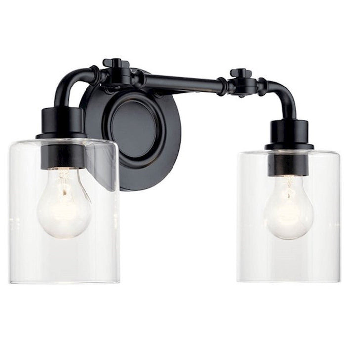 Kichler Gunnison 2 Light Bath Light, Black/Clear - 45665BK