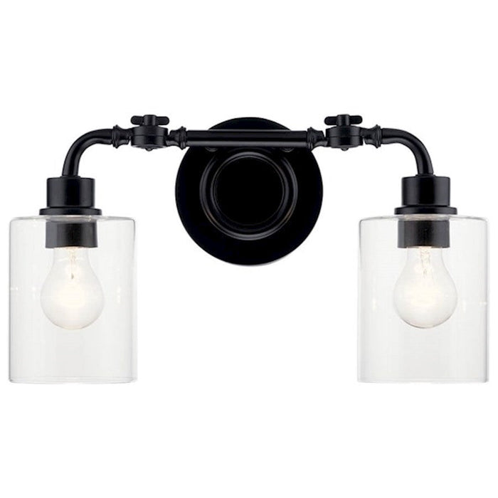 Kichler Gunnison 2 Light Bath Light, Black/Clear