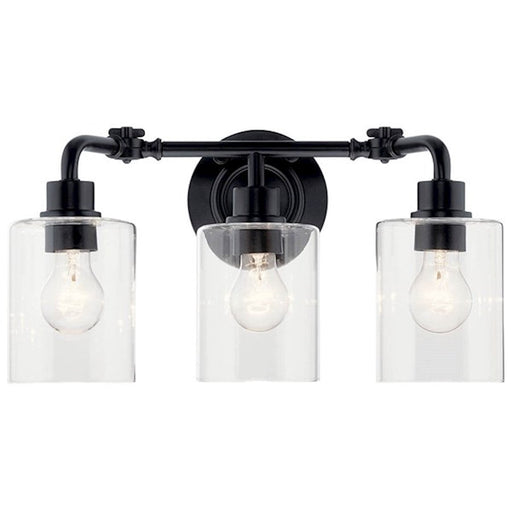 Kichler Gunnison 3 Light Bath Light, Black/Clear