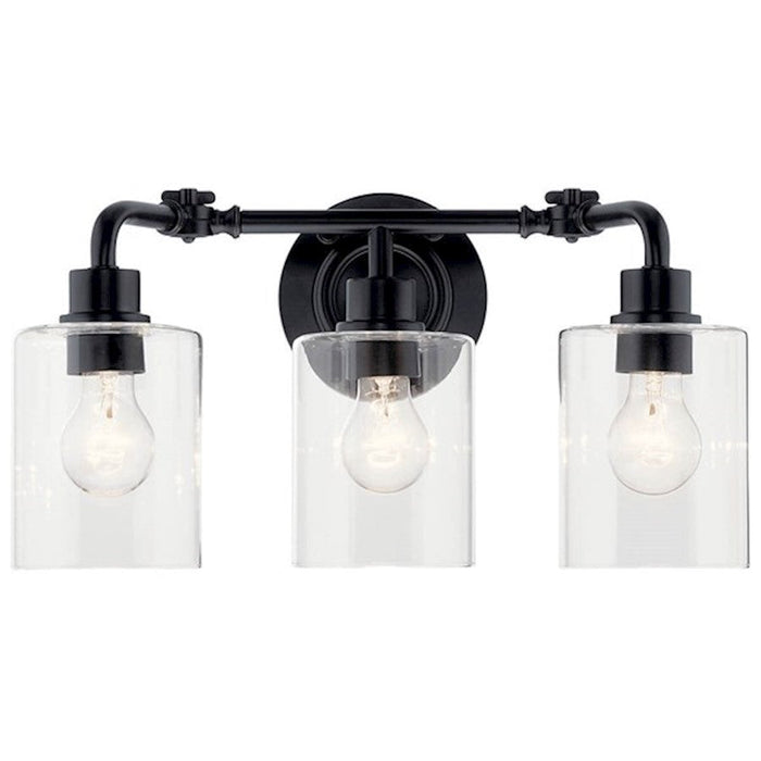 Kichler Gunnison 3 Light Bath Light, Black/Clear