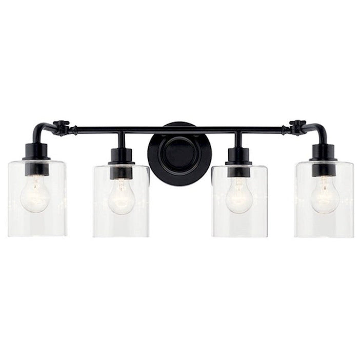 Kichler Gunnison 4 Light Bath Light, Black/Clear