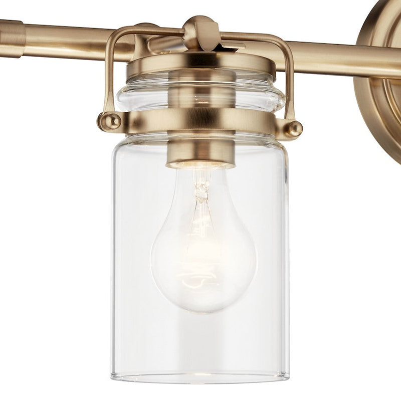 Kichler Brinley 24in 3 Light Vanity Light | Modern Vintage Champagne Bronze & Clear Glass | Bathroom Vanity Light | 300W Incandescent | Model 45689CPZ