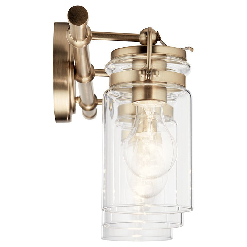 Kichler Brinley 24in 3 Light Vanity Light | Modern Vintage Champagne Bronze & Clear Glass | Bathroom Vanity Light | 300W Incandescent | Model 45689CPZ