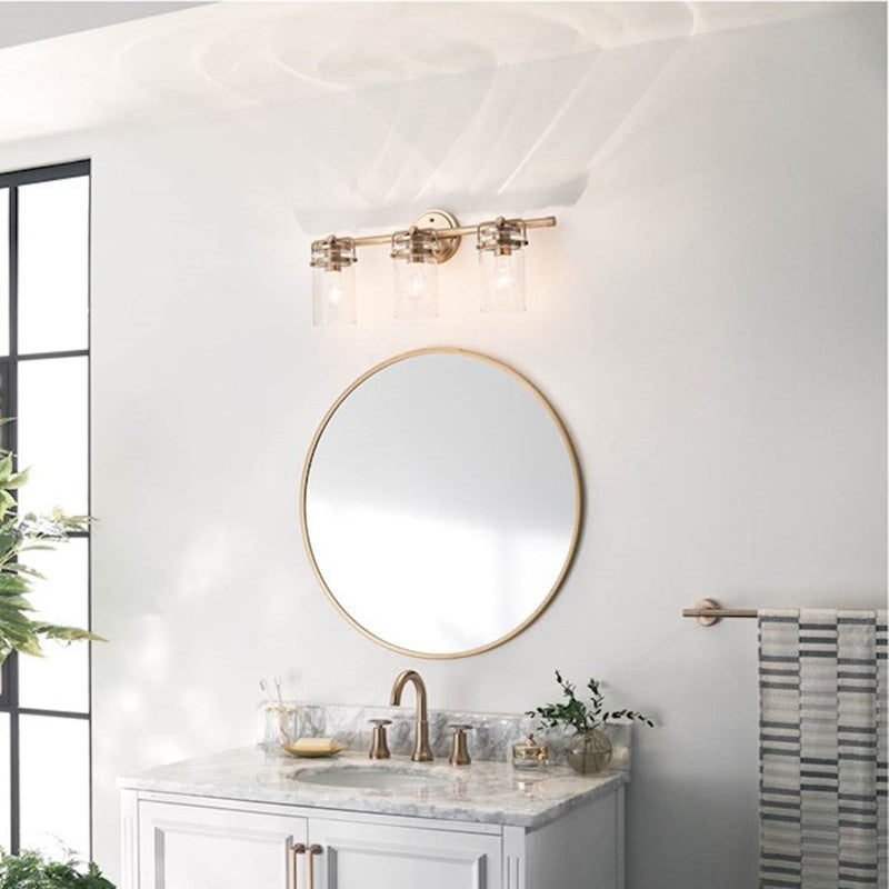 Kichler Brinley 24in 3 Light Vanity Light | Modern Vintage Champagne Bronze & Clear Glass | Bathroom Vanity Light | 300W Incandescent | Model 45689CPZ