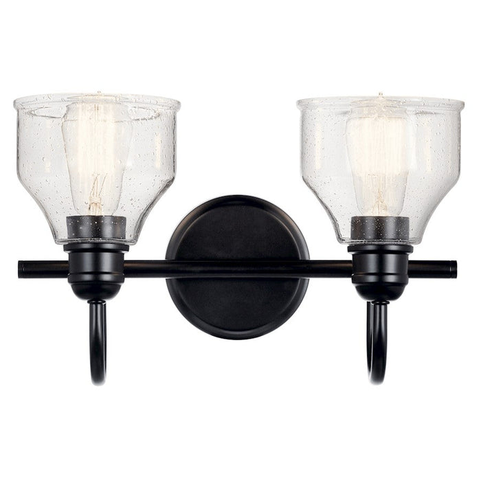 Kichler Avery 15" 2 Light Vanity Light, Black/Clear Seeded